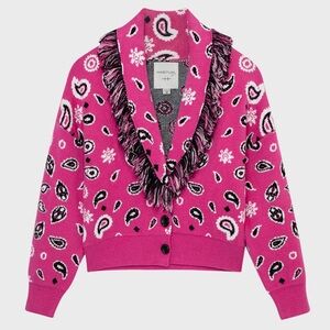 Habitual Girl’s Bandana-Print Fringed Shawl Cardigan Sweater